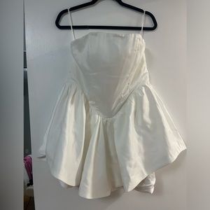 White satin bandeau corset skater dress